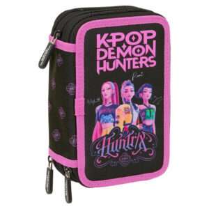 Kpop Demon Hunters Negra triple plumier 37pcs Safta
