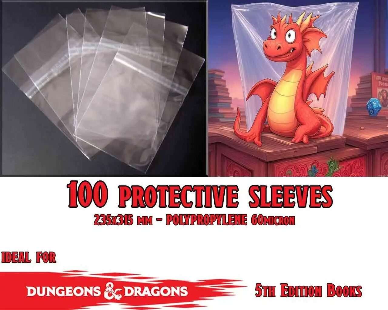 PROTECTIVE ENVELOPES FOR BOOKS DND 5th (100) Buste Protettive W.R. BUSTE PER FUMETTI