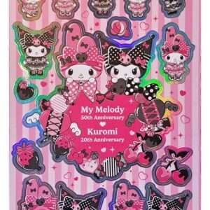 Sanrio Pink Black Party Series Sticker Pack Kuromi & My Melody Sakami Merchandise