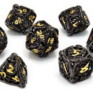 CritStones Hollow Metal Dice Set Soulreaper Gold (7) Glassstaff