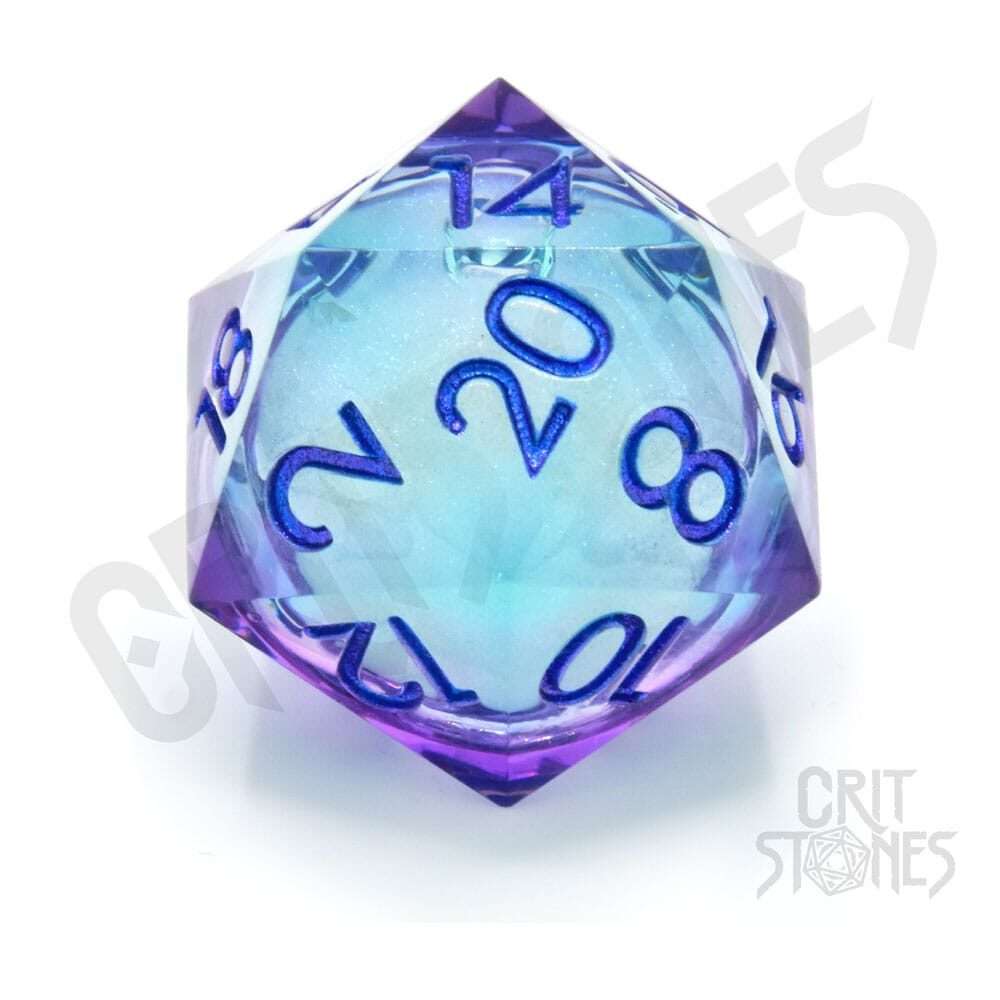 CritStones Liquid Core Dice D20 Moonlight Mystery 3 Cm Glassstaff