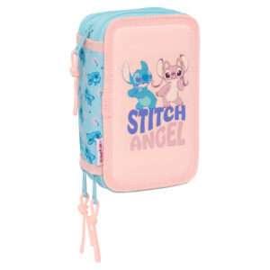 Disney Stitch Ohana triple pencil case 37pcs Safta