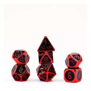Fanroll Dice Set Red Con Black Enamel (7) Fanroll