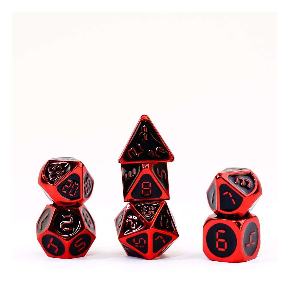 Fanroll Dice Set Red Con Black Enamel (7) Fanroll