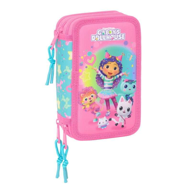 Gabbys Dollhouse Confetti triple pencil case 37pcs Safta