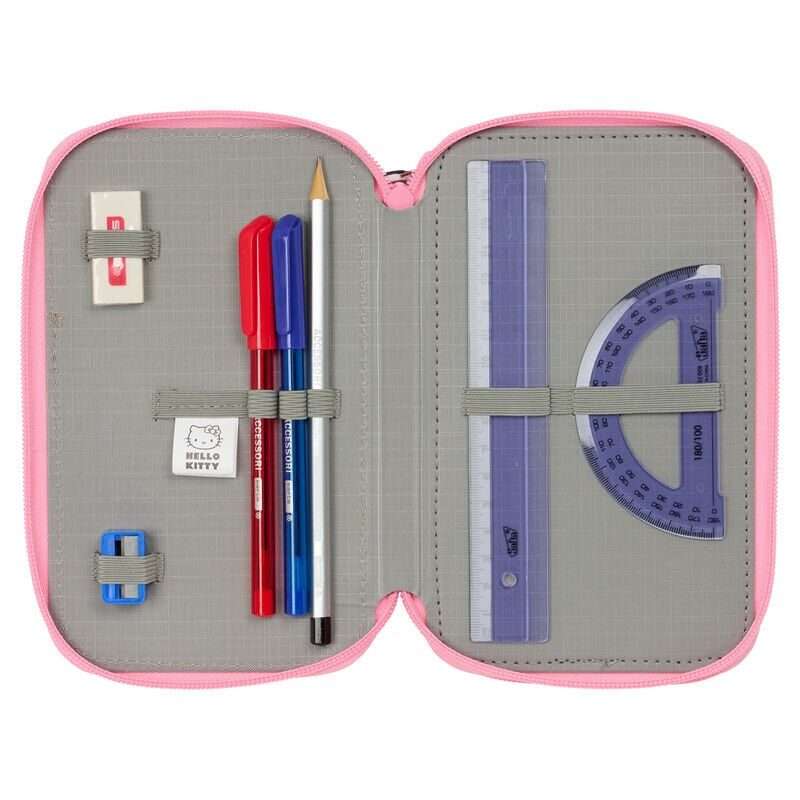 Hello Kitty triple pencil case 37pcs Safta