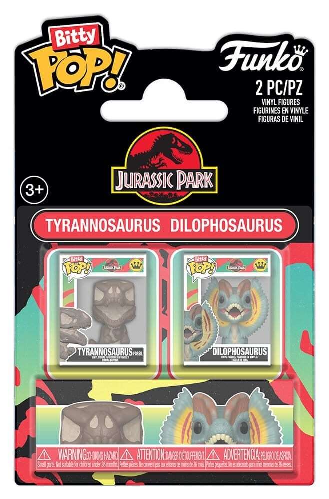 Jurassic Park Bitty POP! Vinyl Figure 2-Pack Tyrannosaurus Fossil & Dilophosaurus 2 Cm Funko