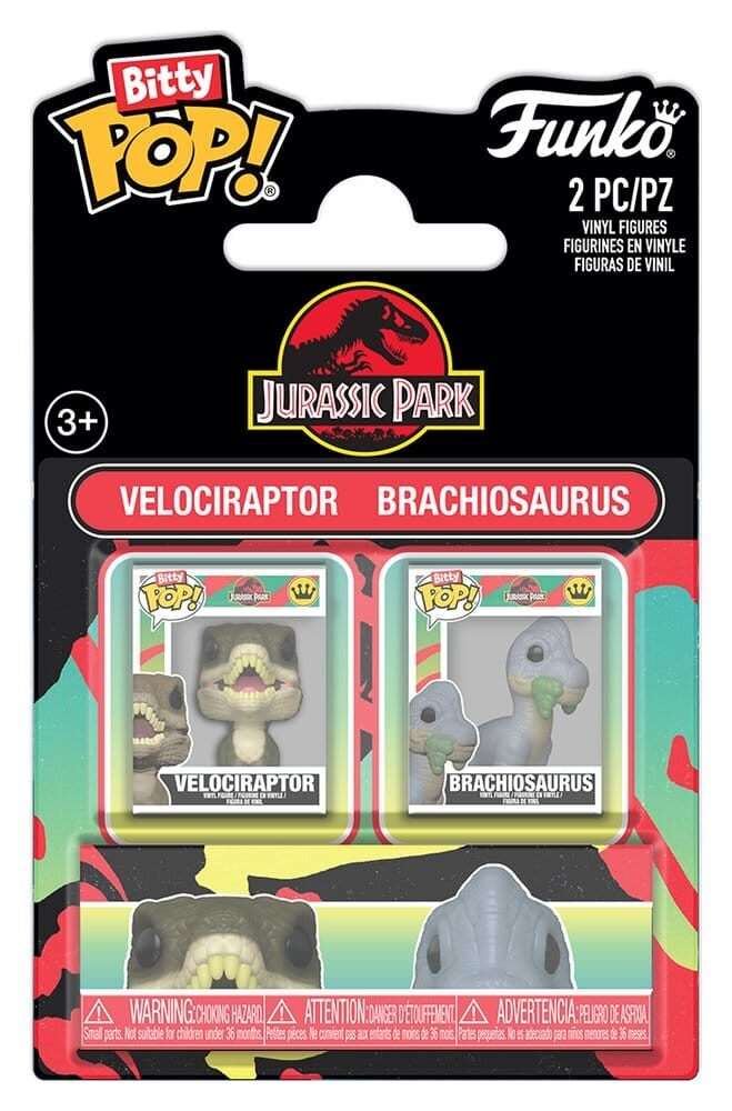 Jurassic Park Bitty POP! Vinyl Figure 2-Pack Velociraptor & Brachiosaurus 2 Cm Funko
