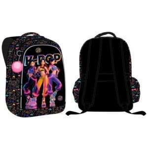 KPop backpack pompon key ring + metal pins 43cm