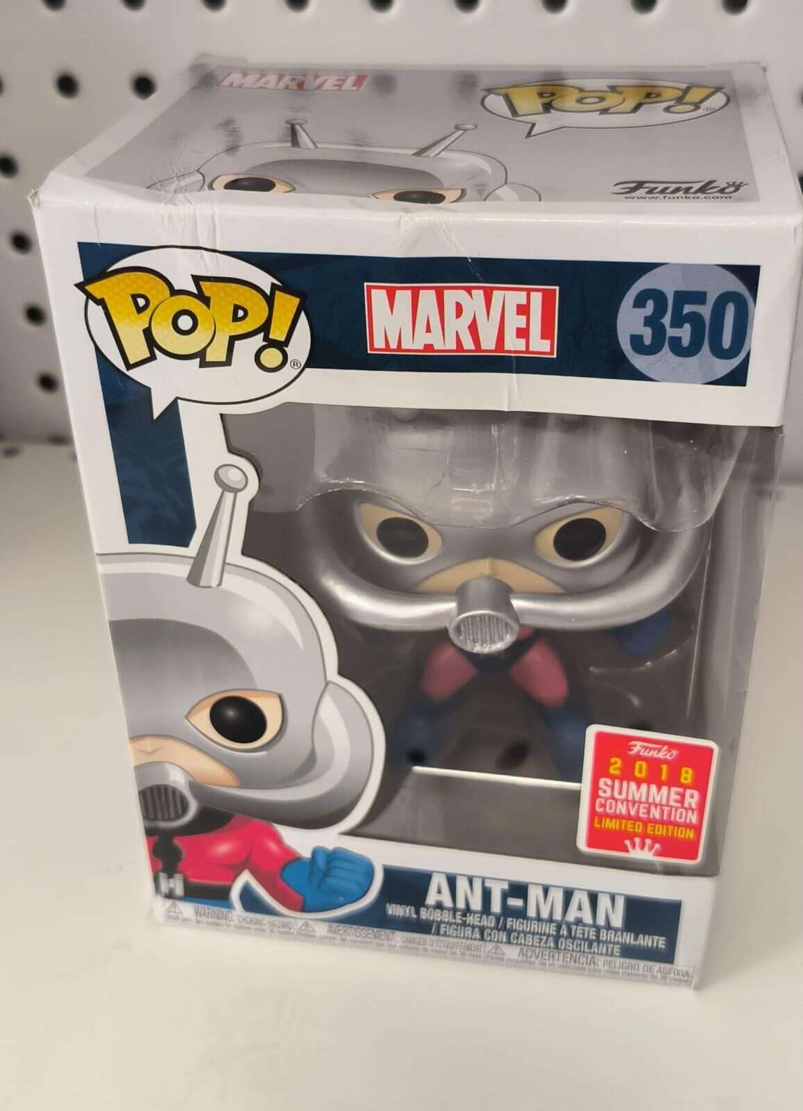 Marvel Funko POP Super Eroi Vinile Figura Ant-Man 9 cm SDCC Esclusiva SCATOLA ROVINATA