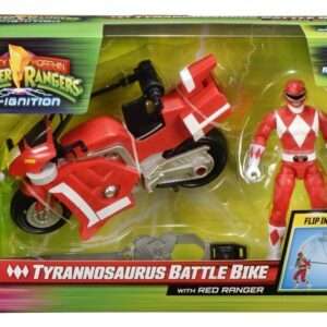 Mighty Morphin Power Rangers Battle Bike Vehicle Tyrannosaurus Rex Con Red Ranger 18 Cm Playmates