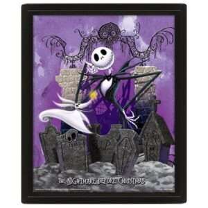 Nightmare Before Christmas Framed 3d Lenticular Poster Pack Graveyard 26 X 20 Cm (3) Pyramid International