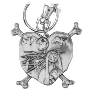 Nightmare Before Natale Metal Portachiavi Jack E Sally In Heart Con Figure Int.