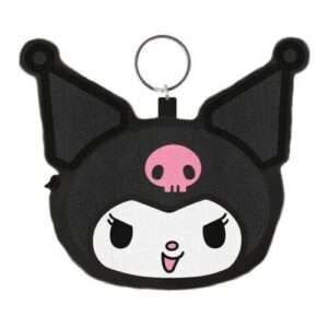 SANRIO KUROMI FACE FLUFFY COIN PURSE KEYCHAIN Portamonete PYRAMID INTERNATIONAL