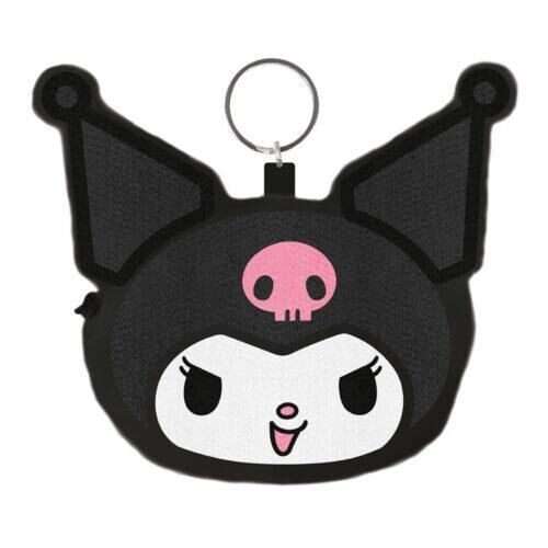 SANRIO KUROMI FACE FLUFFY COIN PURSE KEYCHAIN Portamonete PYRAMID INTERNATIONAL