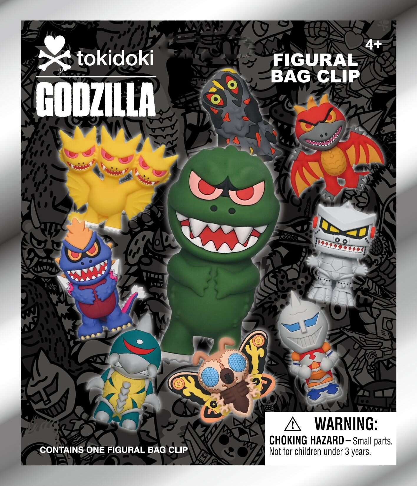 TOKIDOKI X GODZILLA BAG CLIP BLIND BOX DISPLAY (24) Moschettone MONOGRAM
