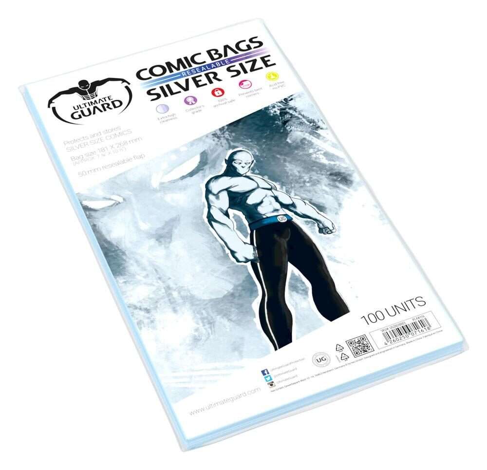 Ultimate Guard Comic Bags Resealable Silver Size (100) Ultimate Guard