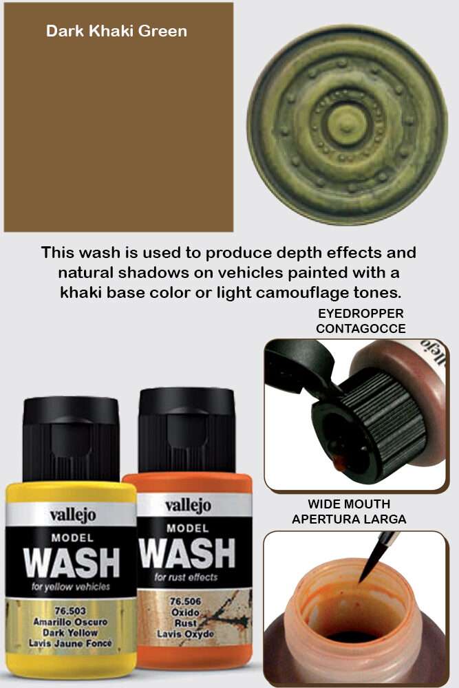 VALLEJO MODEL WASH DARK KHAKI GREEN 76520 COLORI VALLEJO