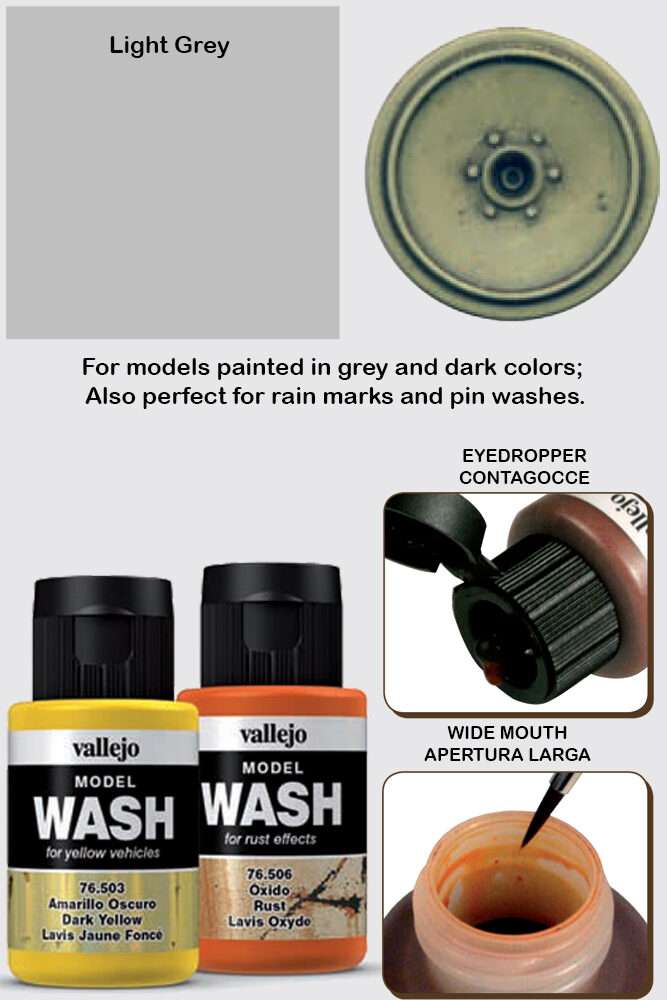 VALLEJO MODEL WASH LIGHT GREY 76515 COLORI VALLEJO