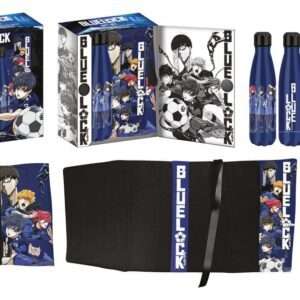 Bluelock Steel Bottle, Sticker, Book Cover Gift Set Blue Halantex