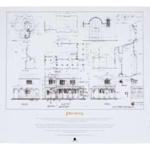 Il Signore Degli Anelli Blueprint Art Print The Courtyard Of Minas Tirith 59 X 42 Cm Weta Workshop