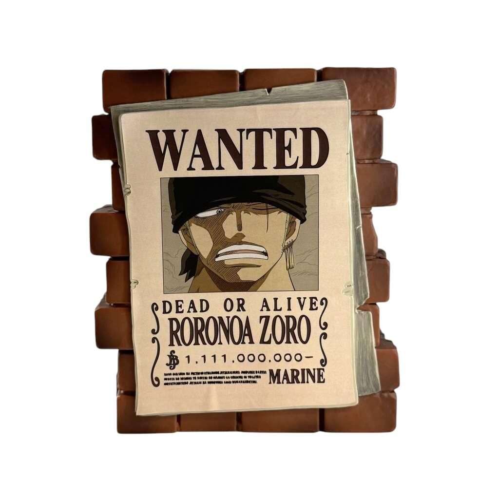 One Piece Salvadanaio Poster Wanted Roronoa Zoro 16 Cm Plastoy