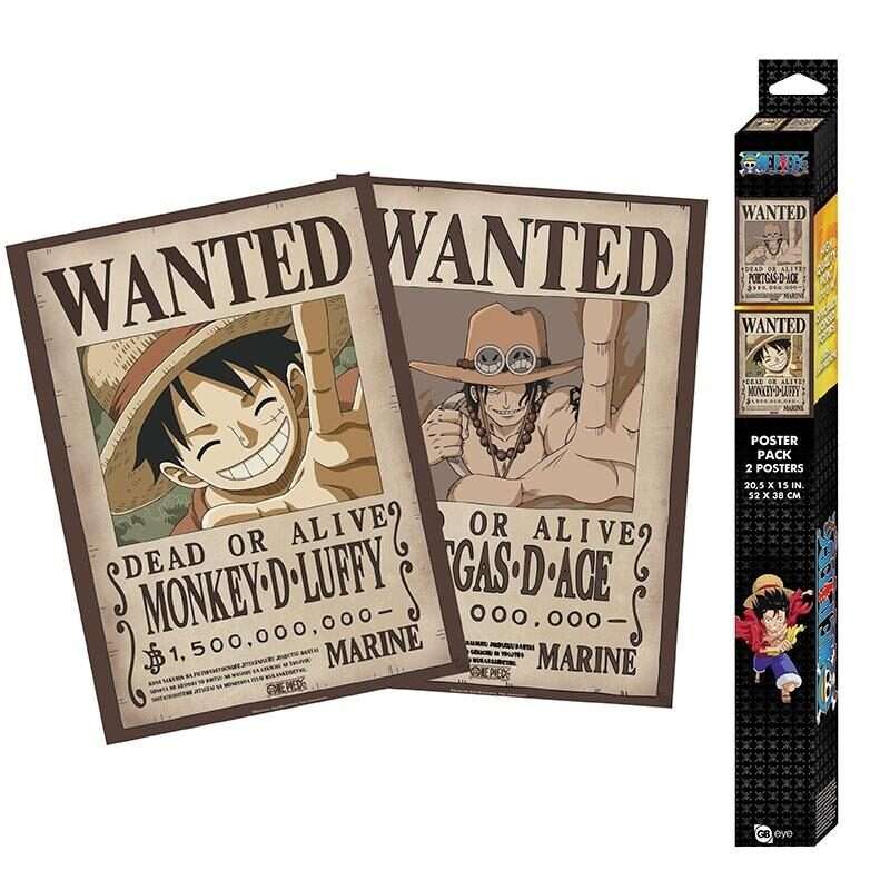 One Piece Set 2 Poster Ricercati "Wanted Luffy & Ace" 52 x 38Cm AbyStyle