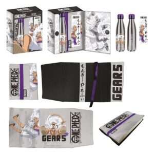 One Piece Steel Bottle, Sticker, Book Cover Gift Set Gears Halantex