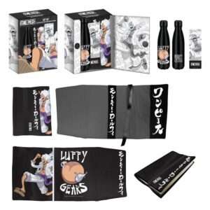 One Piece Steel Bottle, Sticker, Book Cover Gift Set Luffy Gears Halantex