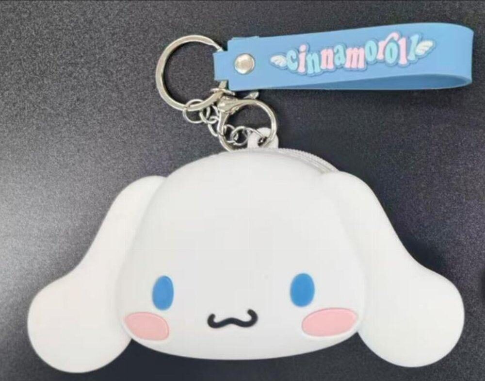 SANRIO CINNAMOROLL FACE PVC COIN PURSE Portachiavi PYRAMID INTERNATIONAL