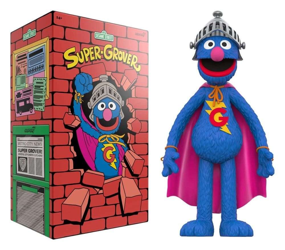 Sesame Street Supersize Vinile Figura Super Grover 36 Cm Super7