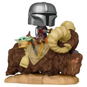 Star Wars The Mandalorian Funko Pop Mando Con Bambino Nella Borsa Sul Bantha