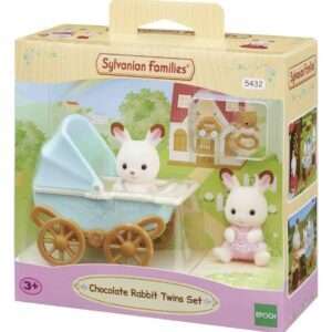 Sylvanian Families: Chocolate Rabbit Twins Con Stroller Set Epoch Toys
