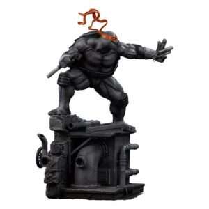 Tartarughe Ninja Art Scale Statua 1/10 Michelangelo Black E White Variant 26 Cm Heo Esclusiva Iron Studios