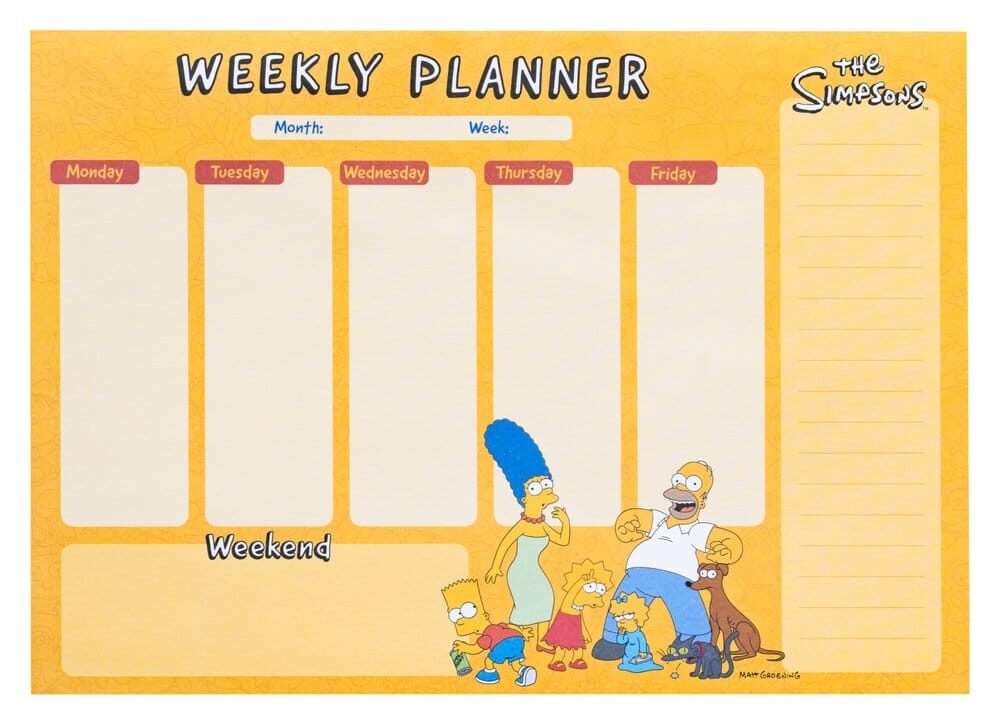 The Simpsons Weekly Planner A4 Grupo Erik