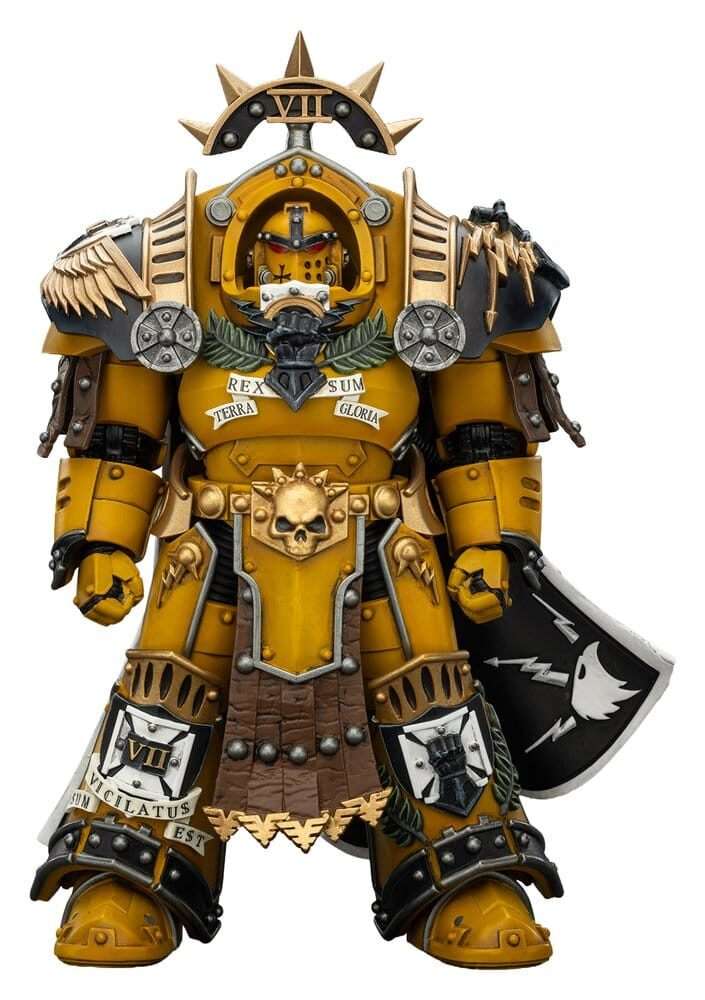 Warhammer Imperial Fists Action Figura Legion Praetor In Tartaros Terminator Armourwith Power Sword E Vigil Storm Shield 14 Cm