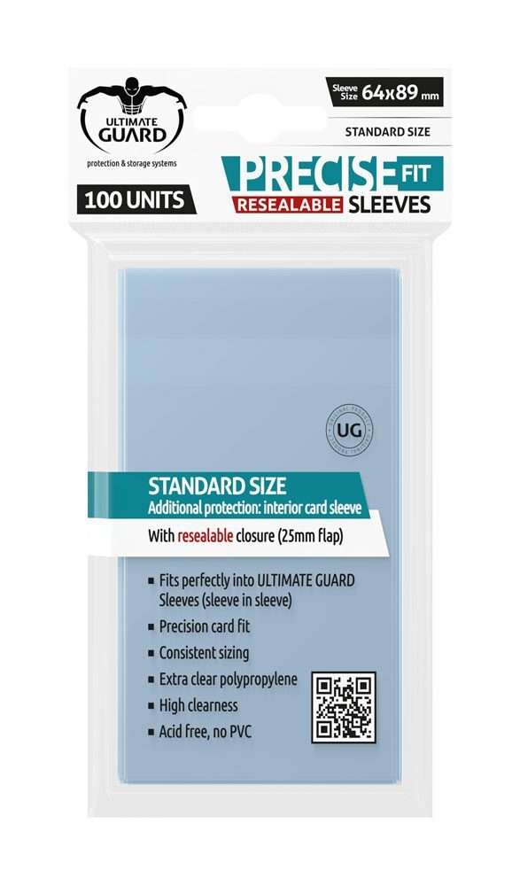 Ultimate Guard Precise-Fit Sleeves Resealable Standard Size Transparent (100) Ultimate Guard