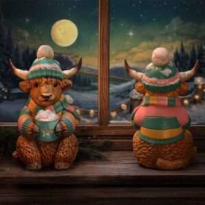 Winter Highland Cow Hot Cocoa Figura Figura Nemesis Now